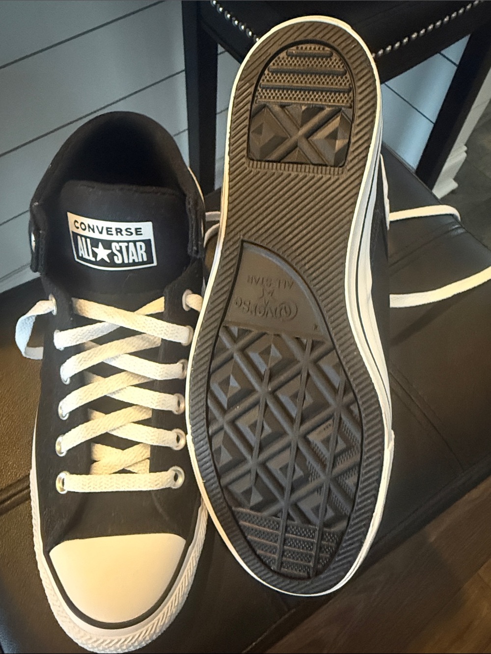 Converse Black High-Top Sneakers with White Accents- New without tags/box - Picture 3 of 4